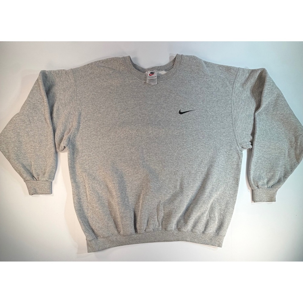 Vintage Nike Crewneck Sweatshirt Gray Embroidered Swoosh Made in USA Mens Large